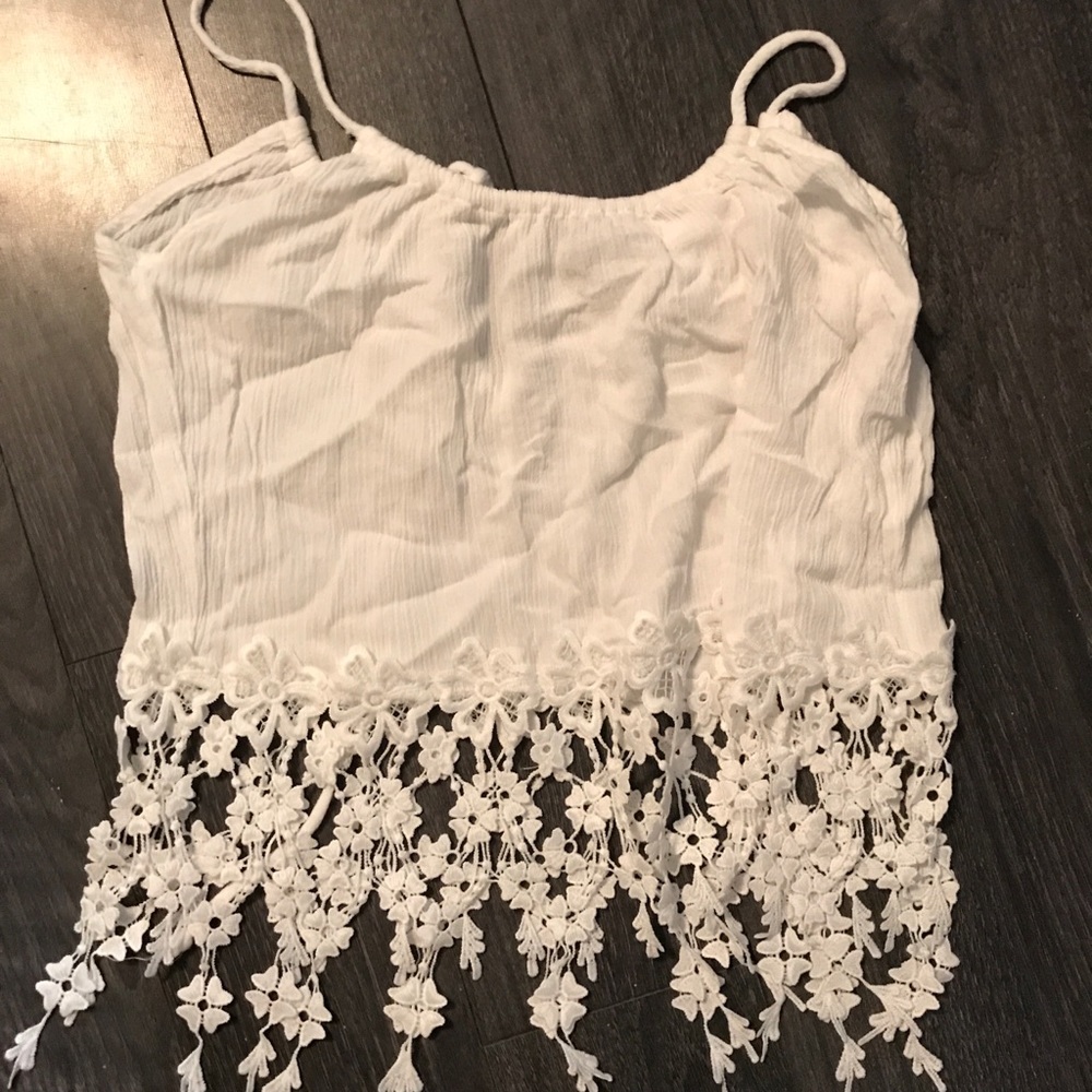 Aiden Y Small White Crop boho tank